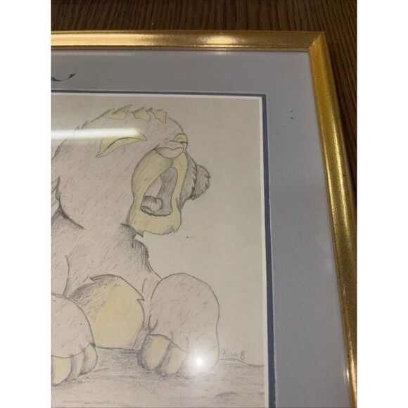 Framed Signed Lion King Simba Drawing - Baby Boy’s Nursery Art - Picture 4 of 5